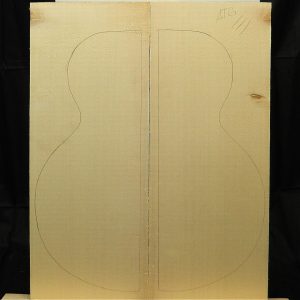 Bookmatched AAA Non-Figured Archtop tonewood panels with guitar body outline marked in pencil.