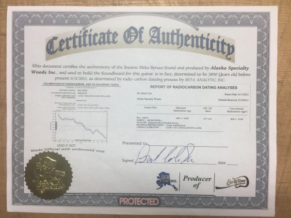 Ancient Sitka Certificate of Authenticity - Image 2