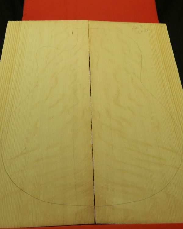 AAA Bearclaw Dread top blank with guitar body outline for custom acoustic build.