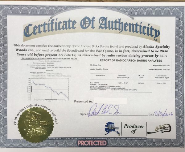 Ancient Sitka Certificate of Authenticity